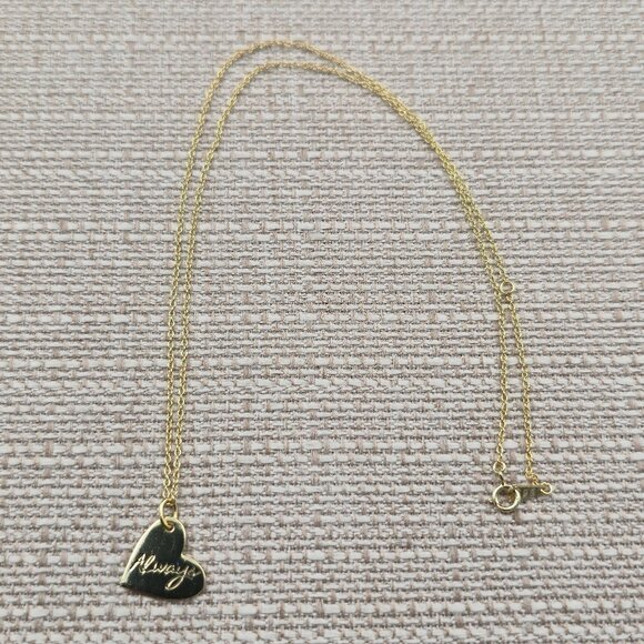 18 Inch Gold Over Sterling Silver Love Always Heart Necklace A6279 - Picture 1 of 7